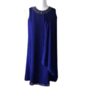 Vince Camuto sleeveless trapeze purple dress with jeweled neckline size …